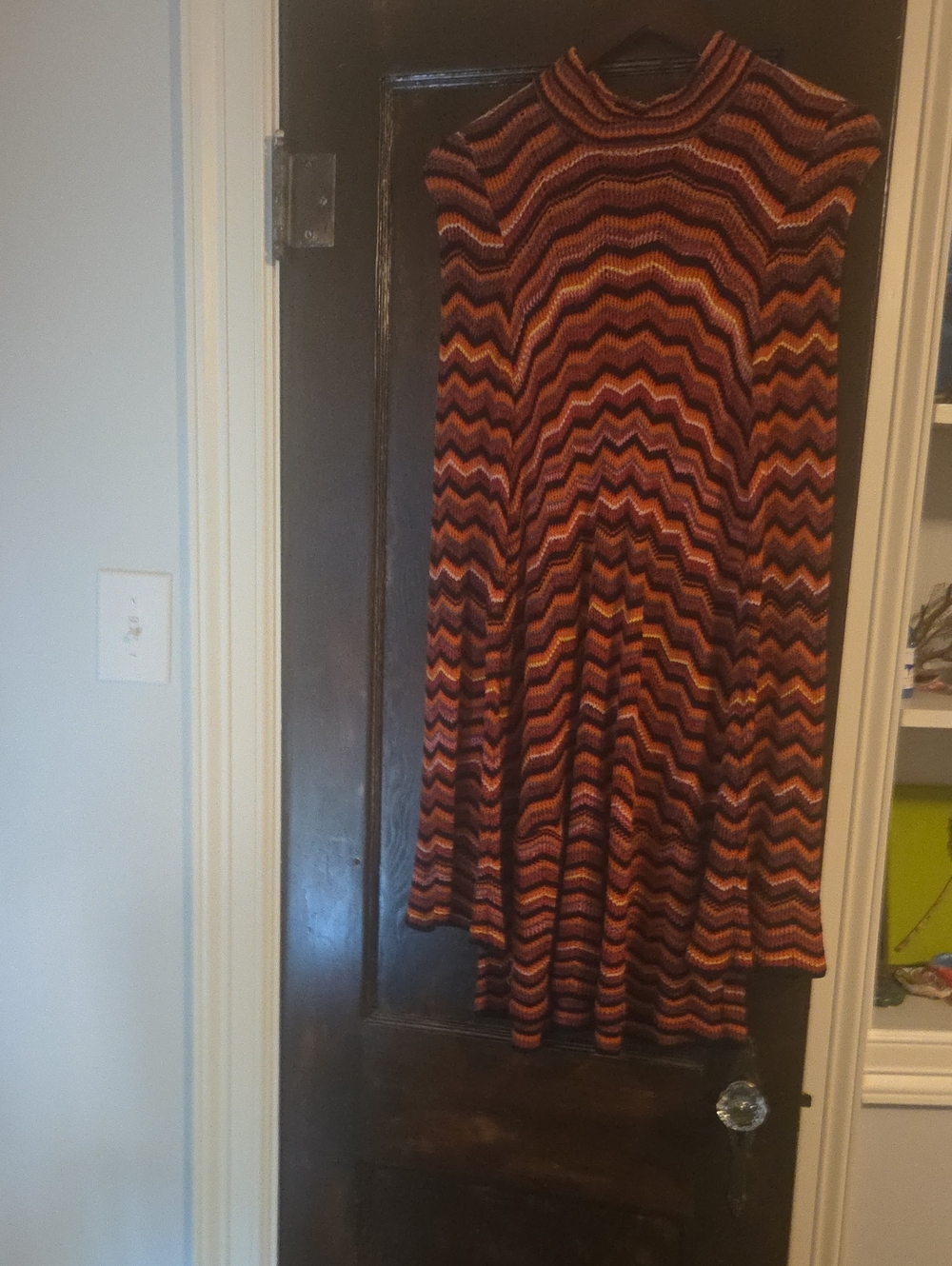 Free People Chevron Striped Dress With Bell Sleeves And Keyhole Back